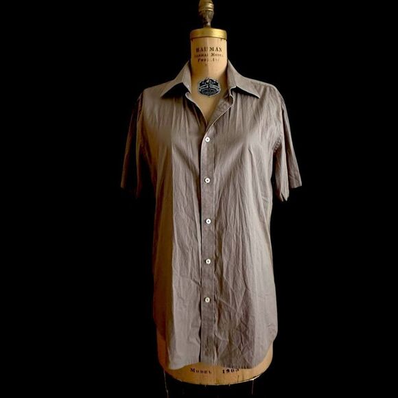 Ben Sherman Signature Tan Casual Button Down Short sleeve Shirt Size Large - Picture 2 of 10